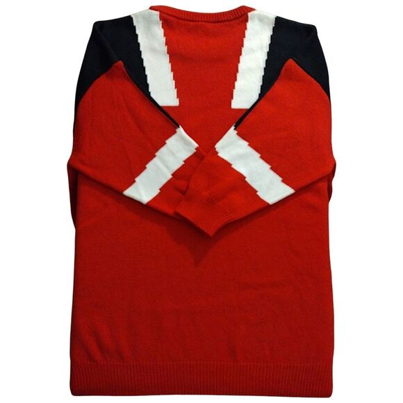 Neil Barrett Oversize Fit Modernist Alpaca Wool Sweater, Large, Red/Black/White - Picture 6 of 9